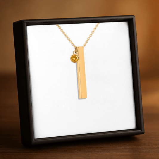 Personalized 3D Bar Necklace with Birthstone