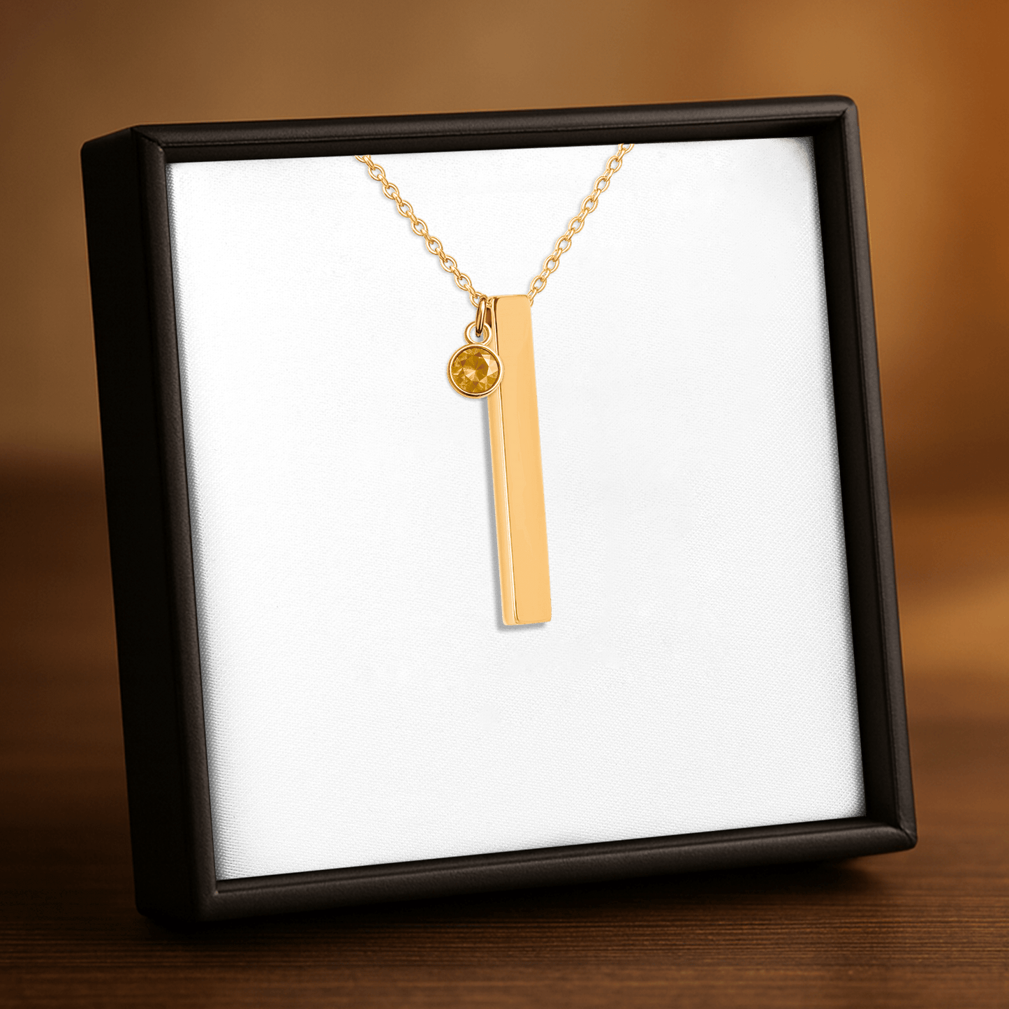 Personalized 3D Bar Necklace with Birthstone