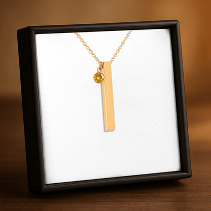 Personalized 3D Bar Necklace with Birthstone