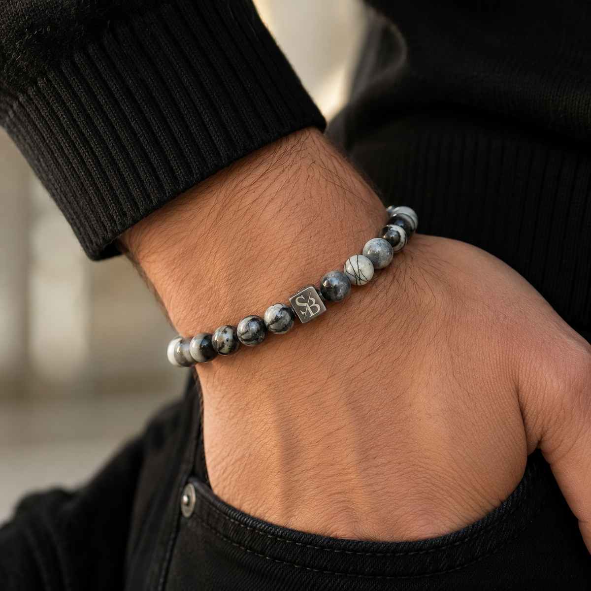Black Silk Stones (8mm)