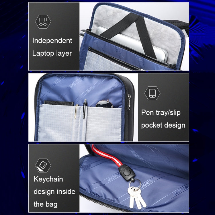 Bopai 61-121518 Multi-compartment Waterproof Expandable Backpack with USB Charging Hole(Black)