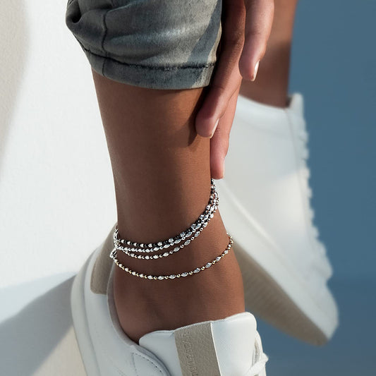 Diamond-Cut Oval Anklet | Minimalist Women's Jewelry